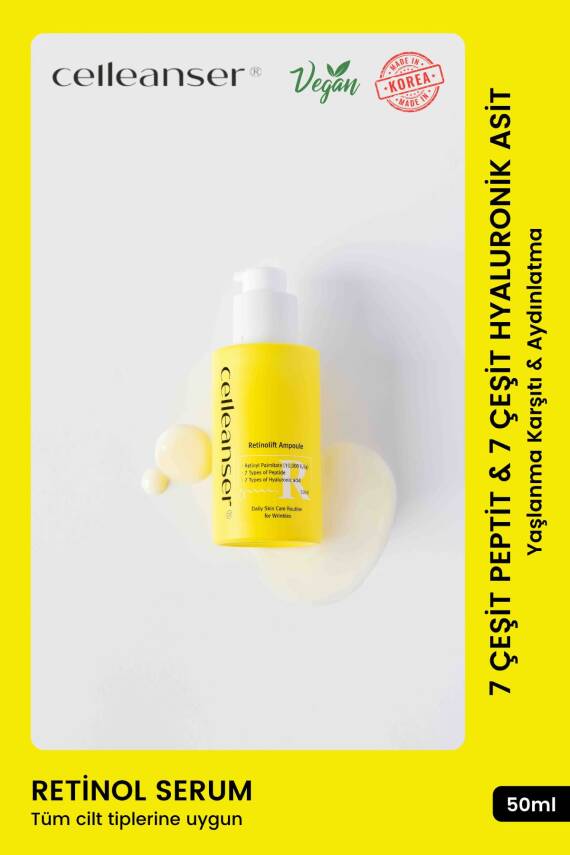7 Çeşit Peptit & 7 Çeşit Hyaluronik Asit İçeren Yaşlanma Karşıtı ve Aydınlatıcı Retinol Serum - 1