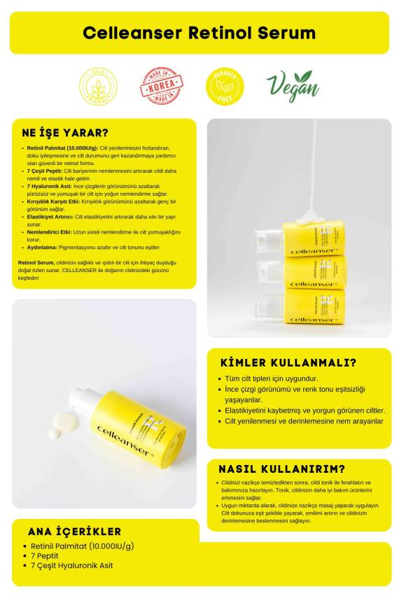 7 Çeşit Peptit & 7 Çeşit Hyaluronik Asit İçeren Yaşlanma Karşıtı ve Aydınlatıcı Retinol Serum - 4