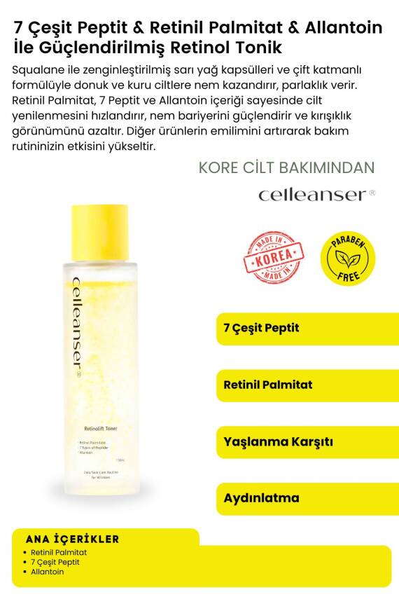 7 Çeşit Peptit & Retinil Palmitat & Allantoin İle Güçlendirilmiş Yaşlanma Karşıtı Retinol Tonik - 2