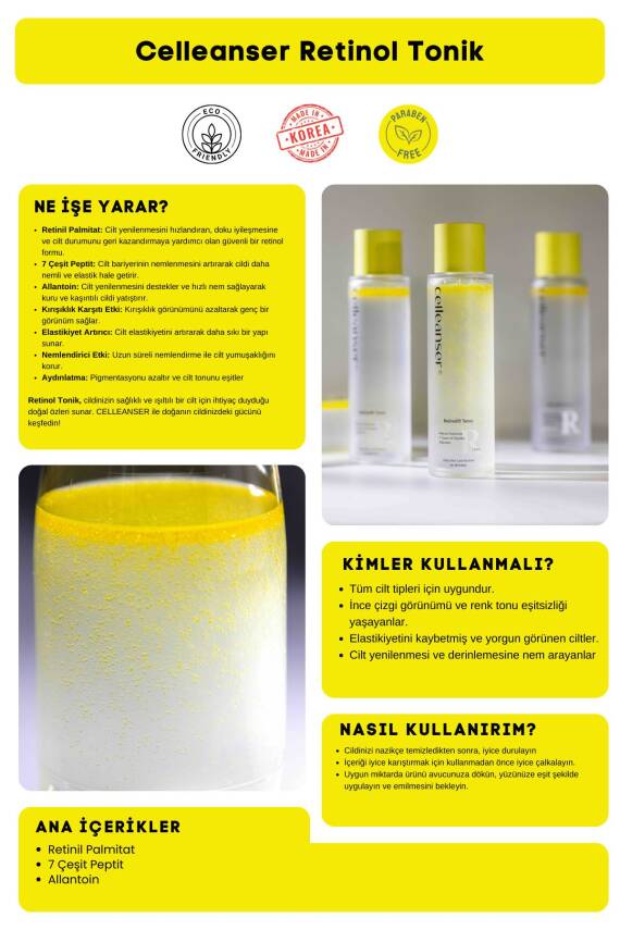 7 Çeşit Peptit & Retinil Palmitat & Allantoin İle Güçlendirilmiş Yaşlanma Karşıtı Retinol Tonik - 4