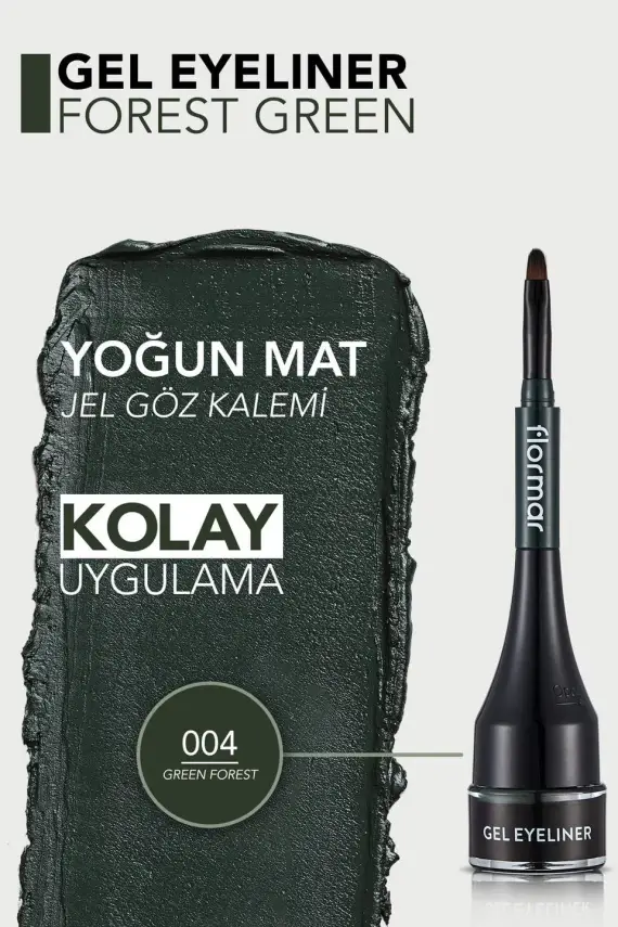 Akma-Bulaşma Yapmayan Yüksek Pigmentli & Mat Bitişli Kremsi Jel Eyeliner 004 FOREST GREEN - 1