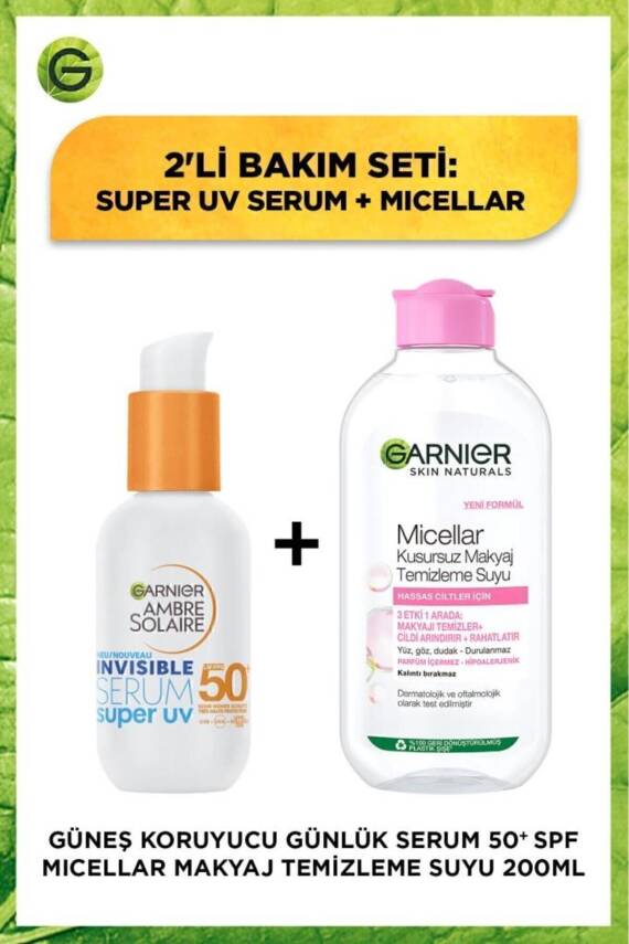 Ambre Solaire Invisible Spf50 Süper Uv Günlük Güneş Koruyucu Serum Micellar Makyaj Temizleme Suyu - 1