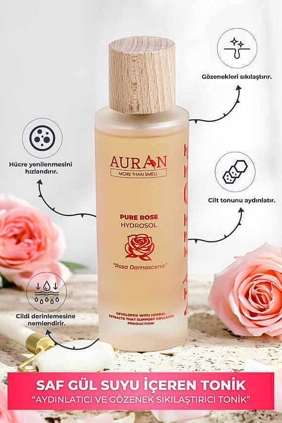 Auran Auran Saf Gül Hidrosolü, Cilt Bakım Toniği Pure Rose Hydrosol 100ml - 1