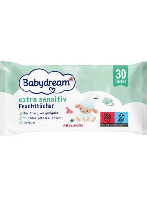 Babydream Bebek Islak Mendil Çok Hassas Cilt, Aloe Veralı 30'lu - Baby Dream