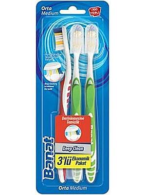 Banat Etki Diş Temizliği Diş Fırçası Orta 3'lü Aile Paketi