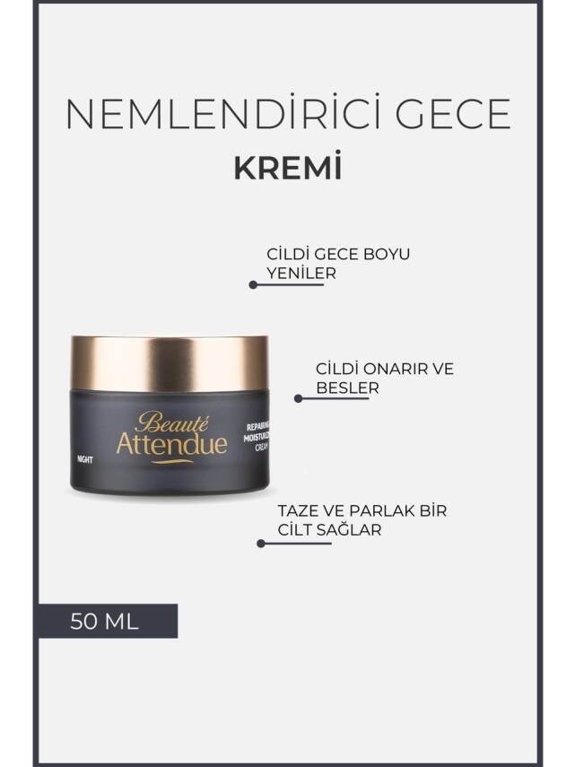 Beaute Attendue Onarıcı, Gece Boyu Cilt Yenileyici, Yaşlanma Karşıtı, Nemlendirici Gece Bakım Kremi - 3