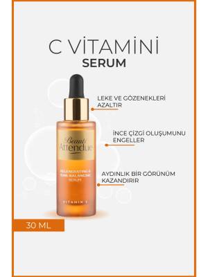 Beaute Attendue Vitamin C, Ton Eşitleyici,Aydınlatıcı,Leke Karşıtı,Antioksidan Serum (ASCORBİC ACİD, HYALURONİC ACİD) - 2