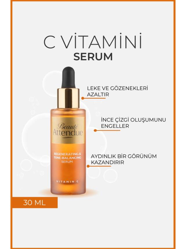 Beaute Attendue Vitamin C, Ton Eşitleyici,Aydınlatıcı,Leke Karşıtı,Antioksidan Serum (ASCORBİC ACİD, HYALURONİC ACİD) - 2