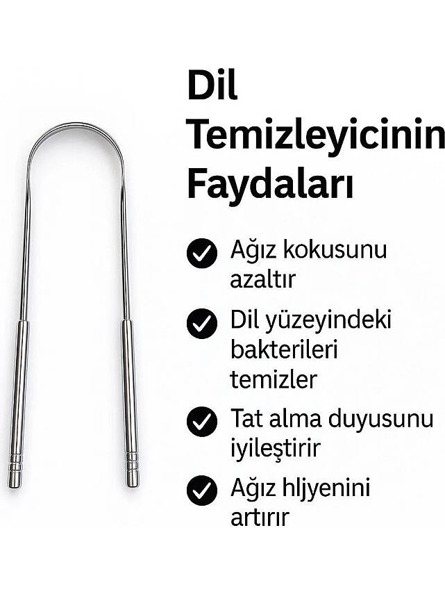 Beyzana Dil Temizleyici Gümüş Ağız Bakım Fırçası Dil Plak Temizleme Dil Sıyırıcı - 2