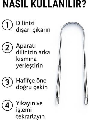 Beyzana Dil Temizleyici Gümüş Ağız Bakım Fırçası Dil Plak Temizleme Dil Sıyırıcı - 3
