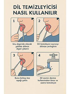 Beyzana Dil Temizleyici Gümüş Ağız Bakım Fırçası Dil Plak Temizleme Dil Sıyırıcı - 4