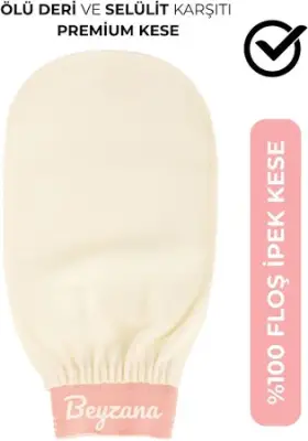 BEYZANA Ekru Banyo Duş Kesesi Peeling Eldiveni %100 Floş Ipek Premium - 1