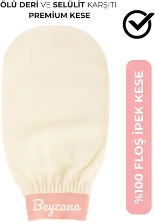 BEYZANA Ekru Banyo Duş Kesesi Peeling Eldiveni %100 Floş Ipek Premium - 1