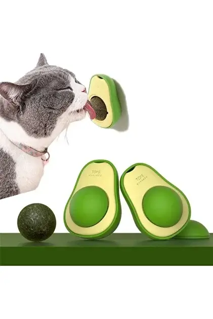 BEYZANA Sevimli Yapışkanlı Kedi Çimi Avokado Catnip 360 Derece Dönen Kedi Nanesi Oyuncağı - 1