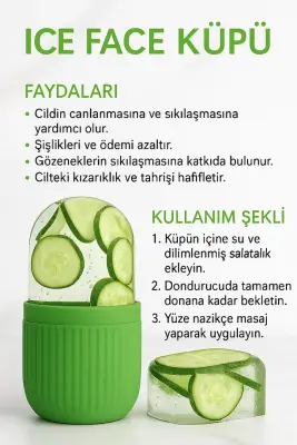 BEYZANA YENİ Buz Küpü Yüz, Gözler ve Boyun Masajı Cilt Bakımı, Göz Torbalarını Giderme Silikon Buz Kalıbı - 2
