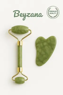 BEYZANA Yeşim %100 Doğal Taş Masaj Aleti Ve Kalp Gua Sha Yüz Bakım Taşı