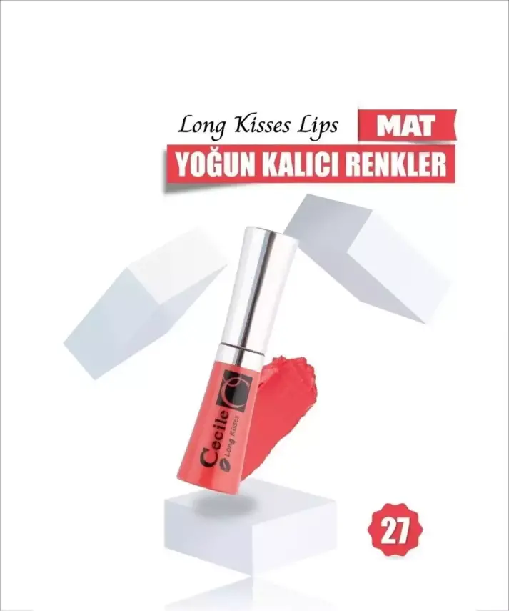 Cecile Long Kisses Lipgloss Kalıcı Mat Ruj 27 Pinky Red - 1