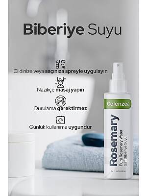 Celenzea Saf Biberiye Suyu Hızlı Saç Uzatma & Dökülme Karşıtı %100 Saf Doğal Rosemary Water 100ML - 5