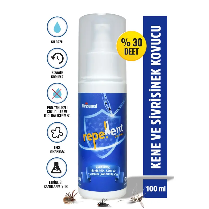 Chrysamed Repellent D30 Sprey Sivrisinek Karasinek Tatarcık Kene Kovucu Koruyucu Sprey 100 ml - 2