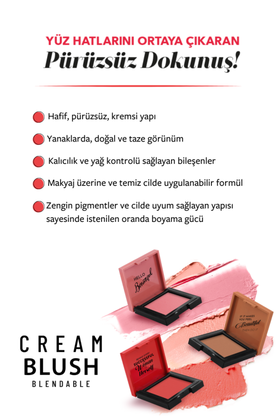 Cream Blush - Krem Allık 43 Scarlett - 5