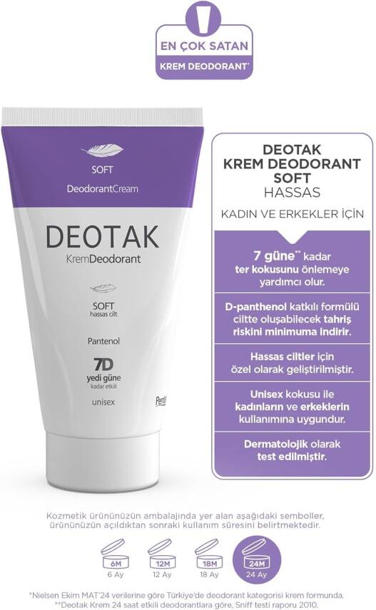 Deotak Unisex Krem Deodorant Soft Hassas Cilt 35 ml - 3