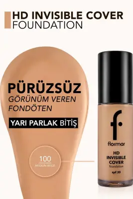 Doğal Bitişli Fondöten- Invisible Cover Hd Fdt. - 100 Medium Beige - 8682536059138 - 2