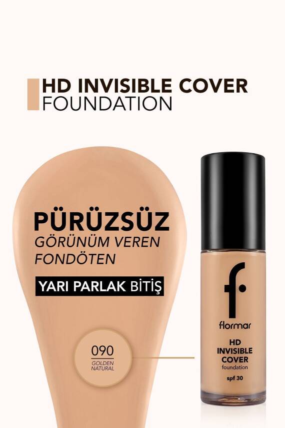 Doğal Bitişli Fondöten- Invisible Cover Hd Fdt. - Sarı Alt Ton 090 Golden Natural - 8682536059114 - 6