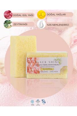 Doğal Gül Ve Zeytinyağı Içerikli, %35 Nemlendiricili, Süngerli Kişisel Katı Bakım Sabunu 100 gr - 1