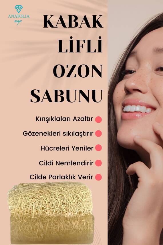 Doğal Kabak Lifli Ozon Sabunu Cilt Yenileyici Arındırıcı Pirinç Özlü Serum Etkisi Kolajen - 3