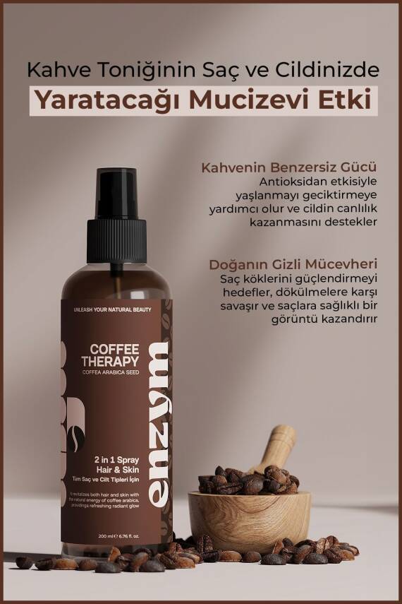 Doğal Kahve Toniği Saç (dökülme karşıtı, onarıcı) ve Cilt Bakımı (ton eşitleme, antioksidan) 200 ml - 1