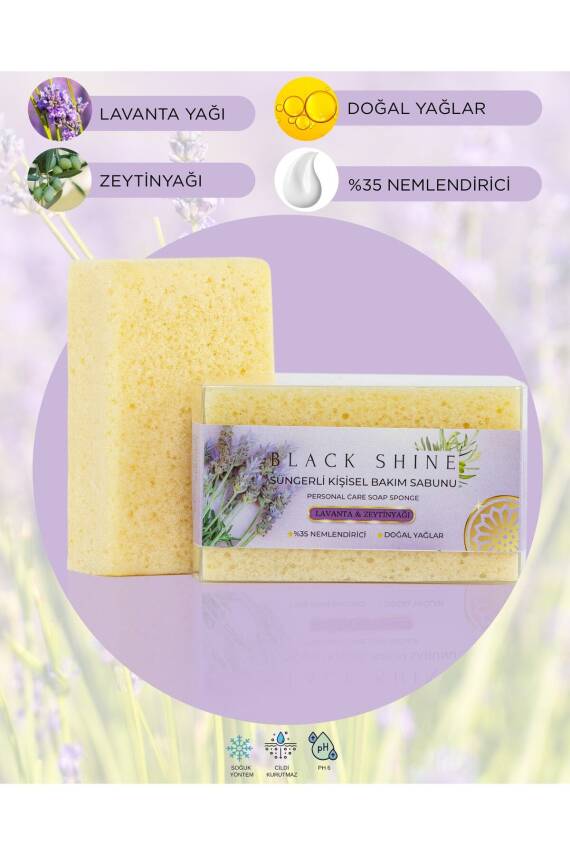 Doğal Lavanta Özlü, %35 Nemlendiricili, Süngerli Kişisel Katı Bakım Sabunu 100 gr - 5