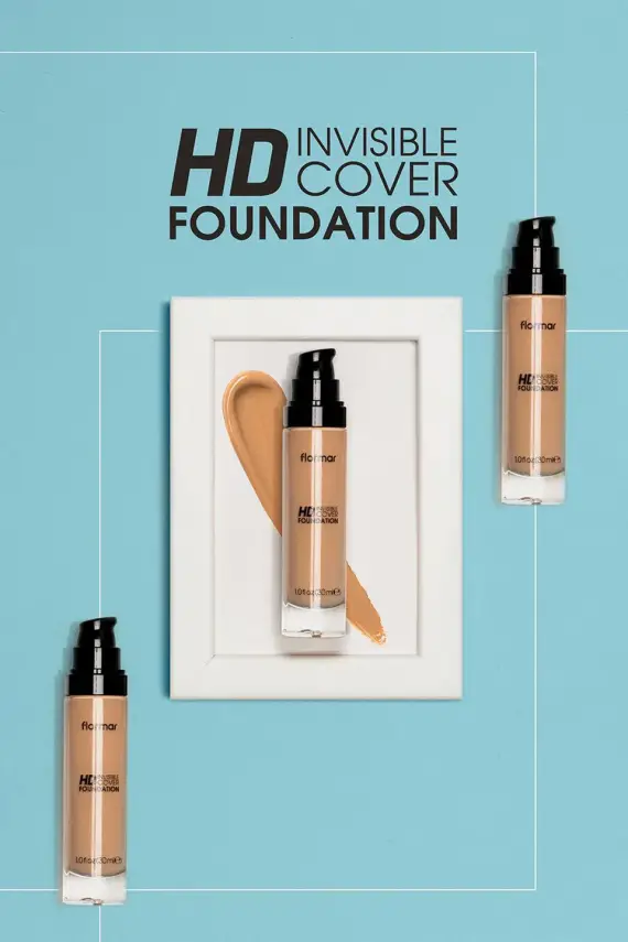 Flormar Invisible Cover HD Hafif Yapılı & Yarı Parlak Bitişli SPF30 Fondöten 080 SOFT BEIGE - 3