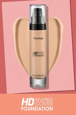 Flormar Invisible Cover HD Hafif Yapılı & Yarı Parlak Bitişli SPF30 Fondöten 080 SOFT BEIGE - 4