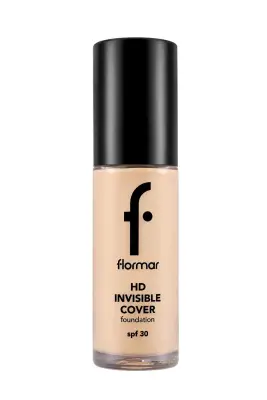 Flormar Invisible Cover HD Hafif Yapılı & Yarı Parlak Bitişli SPF30 Fondöten 40 Light Ivory - 1