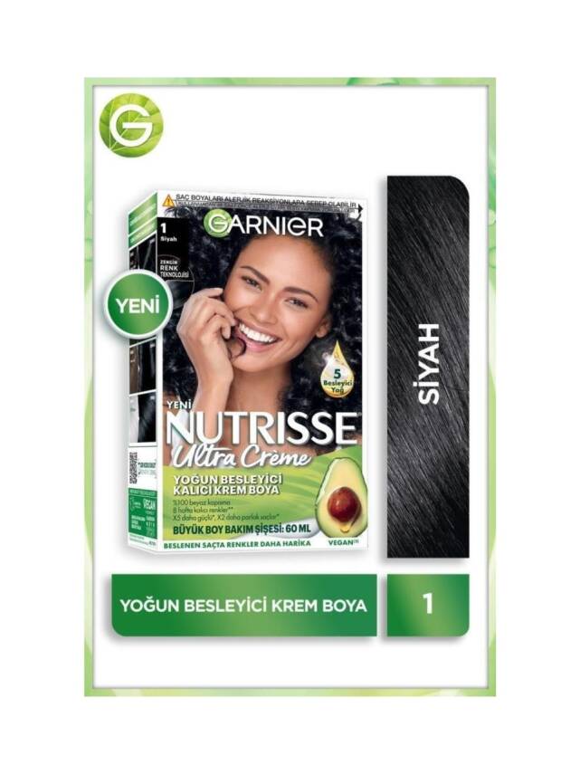 Garnier Nutrisse Yoğun Besleyici Kalıcı Krem Saç Boyası 1 Siyah - 1