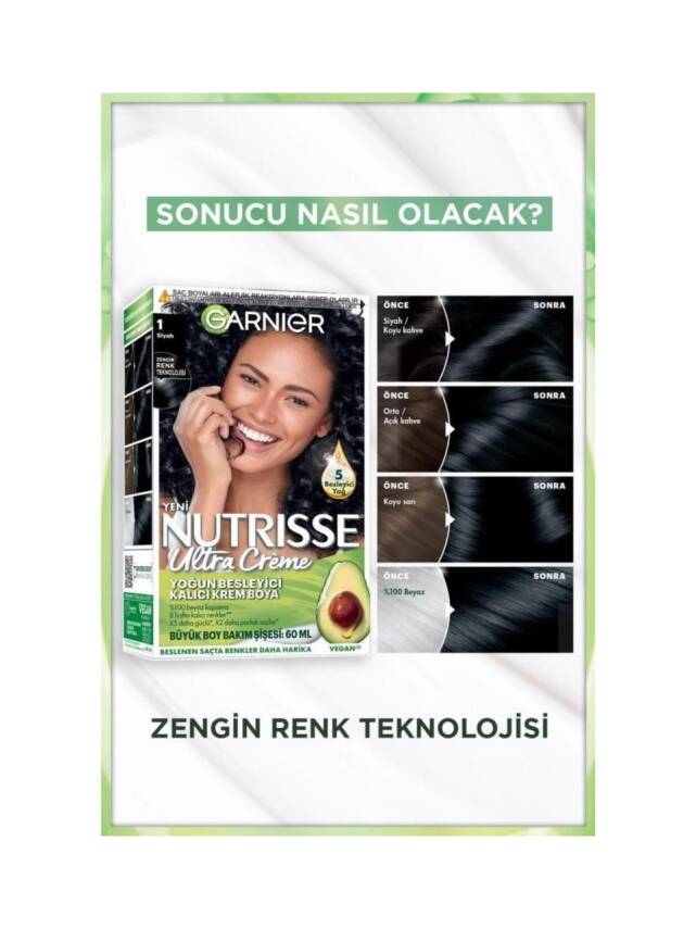 Garnier Nutrisse Yoğun Besleyici Kalıcı Krem Saç Boyası 1 Siyah - 3