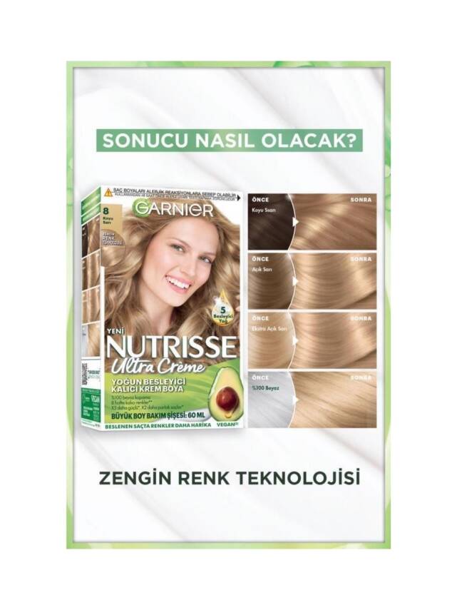 Garnier Nutrisse Yoğun Besleyici Kalıcı Krem Saç Boyası 8 Koyu Sarı - 3