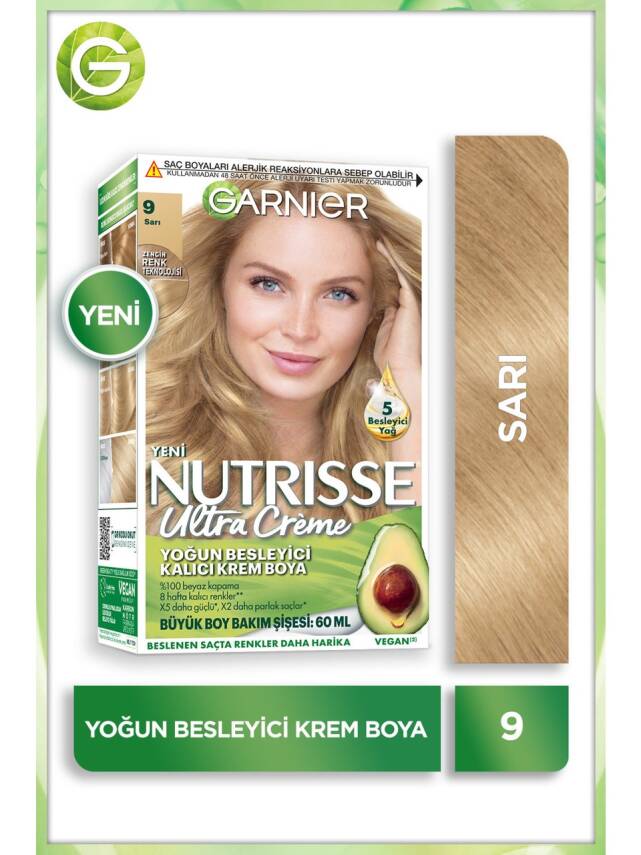 Garnier Nutrisse Yoğun Besleyici Kalıcı Krem Saç Boyası 9 Sarı - 1