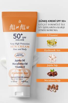Hyalüronik Asit ve Jojoba Yağı içeren SPF50+ Tüm Ciltler için Yüksek Korumalı 2'li Güneş Kremi 50 ml - 3