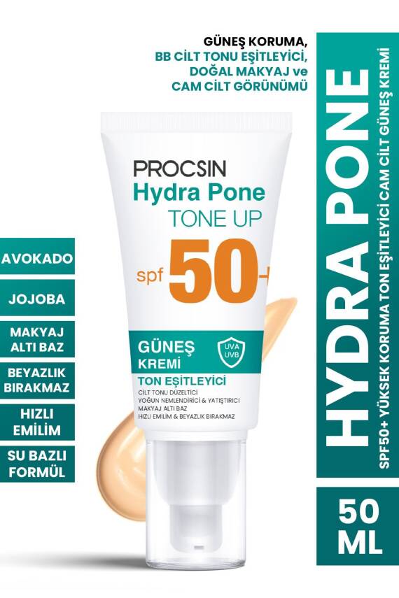 Hydra Pone Spf50+ Cilt Tonu Eşitleyici Makyaj Efekti Veren Cam Cilt BB Güneş Kremi Pa++++ - 1