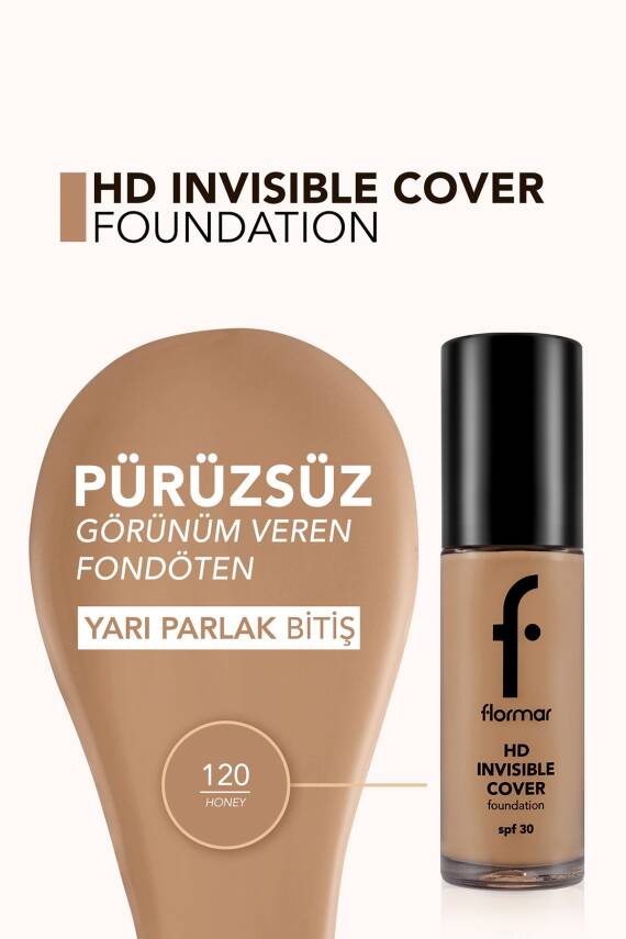 Invisible Cover HD Hafif Yapılı & Yarı Parlak Bitişli SPF30 Fondöten - 5