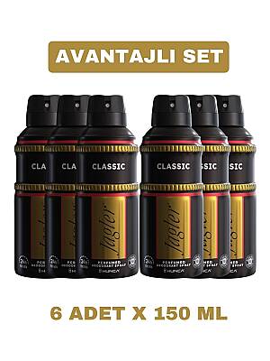 Jagler Erkekler İçin 150 ml X 6 Adet Parfümlü Deodorant Sprey