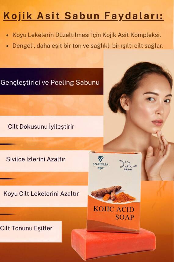 Kojik Asit Zerdeçal Hücre Yenileyici Ciltteki Lekeleri Giderici Kolajen Etkisi Hyaluronik Sabunu - 4