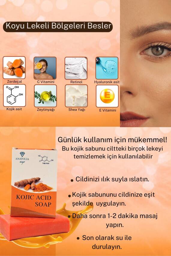 Kojik Asit Zerdeçal Hücre Yenileyici Ciltteki Lekeleri Giderici Kolajen Etkisi Hyaluronik Sabunu - 5