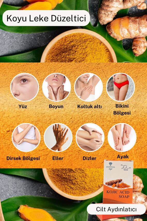 Kojik Asit Zerdeçal Hücre Yenileyici Ciltteki Lekeleri Giderici Kolajen Etkisi Hyaluronik Sabunu - 6