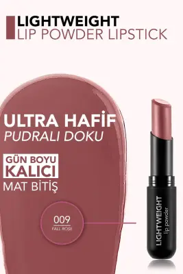 Lightweight Lip Powder Yüksek Pigmentli & Mat Bitişli Ultra Hafif Ruj 009 FALL ROSE - 2
