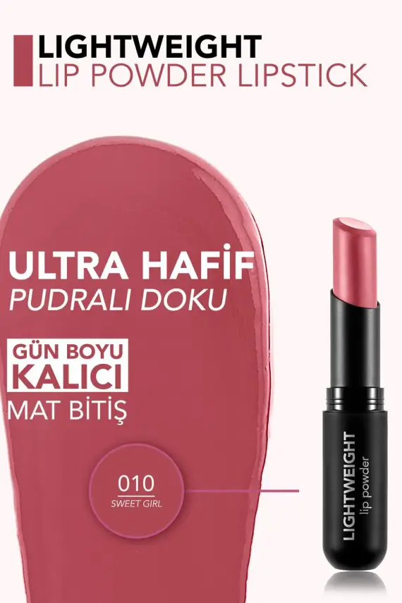 Lightweight Lip Powder Yüksek Pigmentli & Mat Bitişli Ultra Hafif Ruj 010 SWEET GIRL - 2
