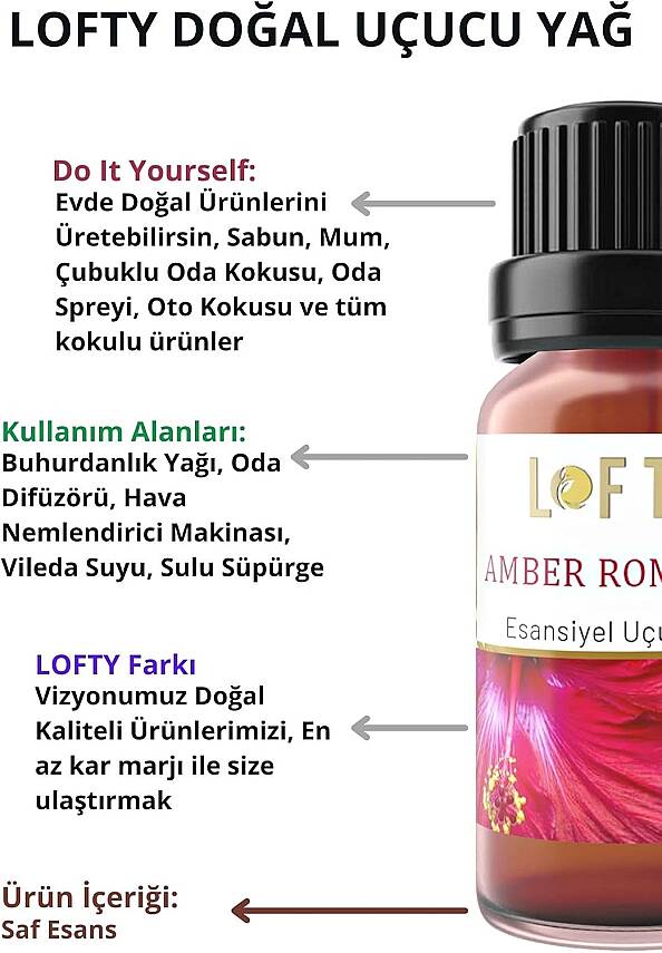 Lofty Amber Uçucu Yağ Buhurdanlık Esansı Oda Kokusu 10 ml - 3