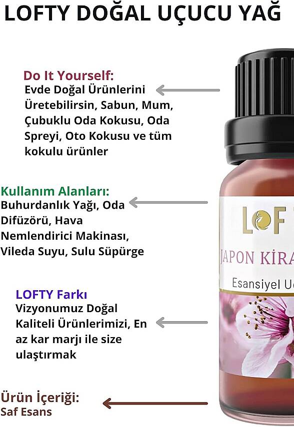 LOFTY Japon Kiraz Çiçeği Uçucu Yağ Buhurdanlık Esansı Oda Kokusu Esansiyel Yağ Buhur Yağı 10ML - 4