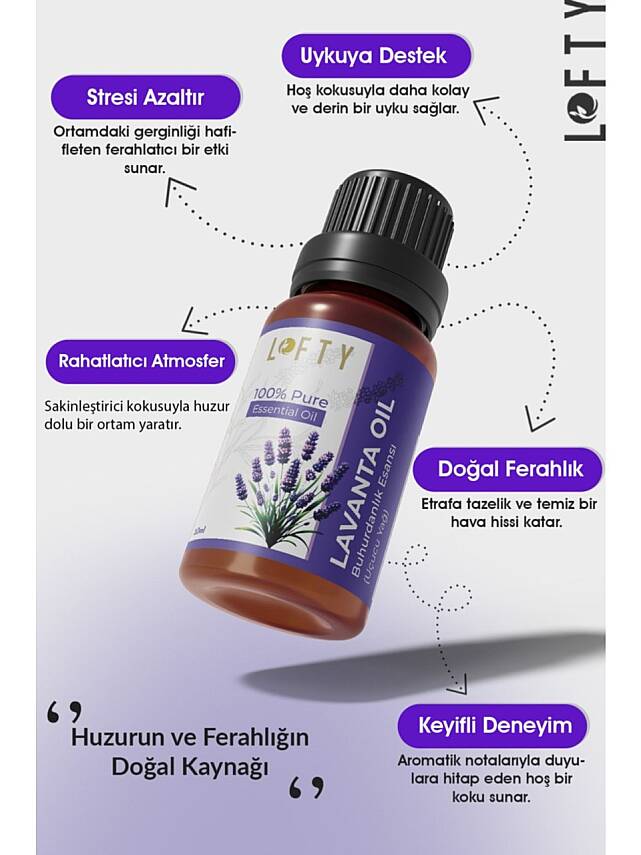 Lofty Lavanta Uçucu Yağ Buhurdanlık Esansı Konsantre Oda Kokusu Uçucu Esans Buhur Yağı 10 ml - 2